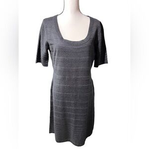 Calvin Klein Charcoal Gray Knit Dress with Ribbed Texture, size L